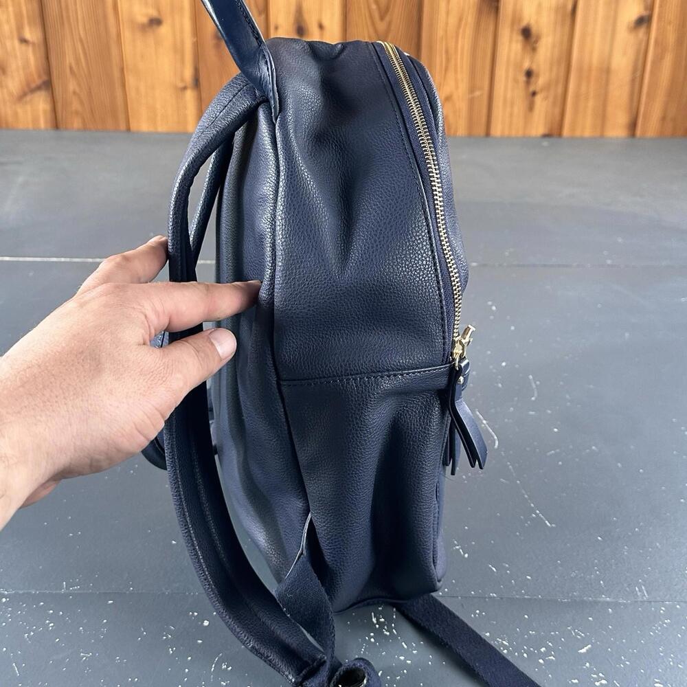 Tommy Hilfiger Leather Backpack Blue Striped Mini Day Bag 12x10x4 EUC - Picture 3 of 11